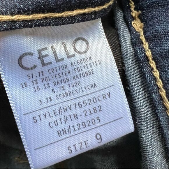 Cello High Rise Skinny Jeans Frayed Hem Lightly Distressed Size 9 Dark Blue - Picture 8 of 11
